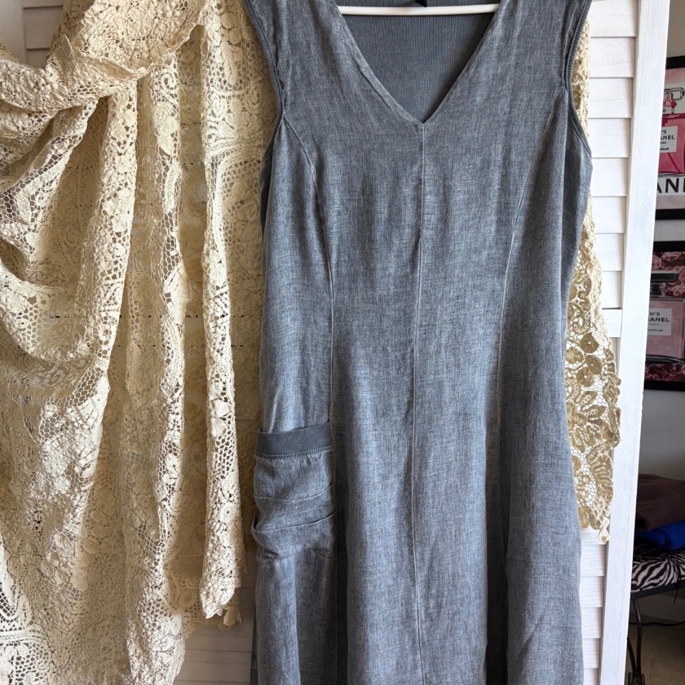 INZIO Italian Linen Denim Midi